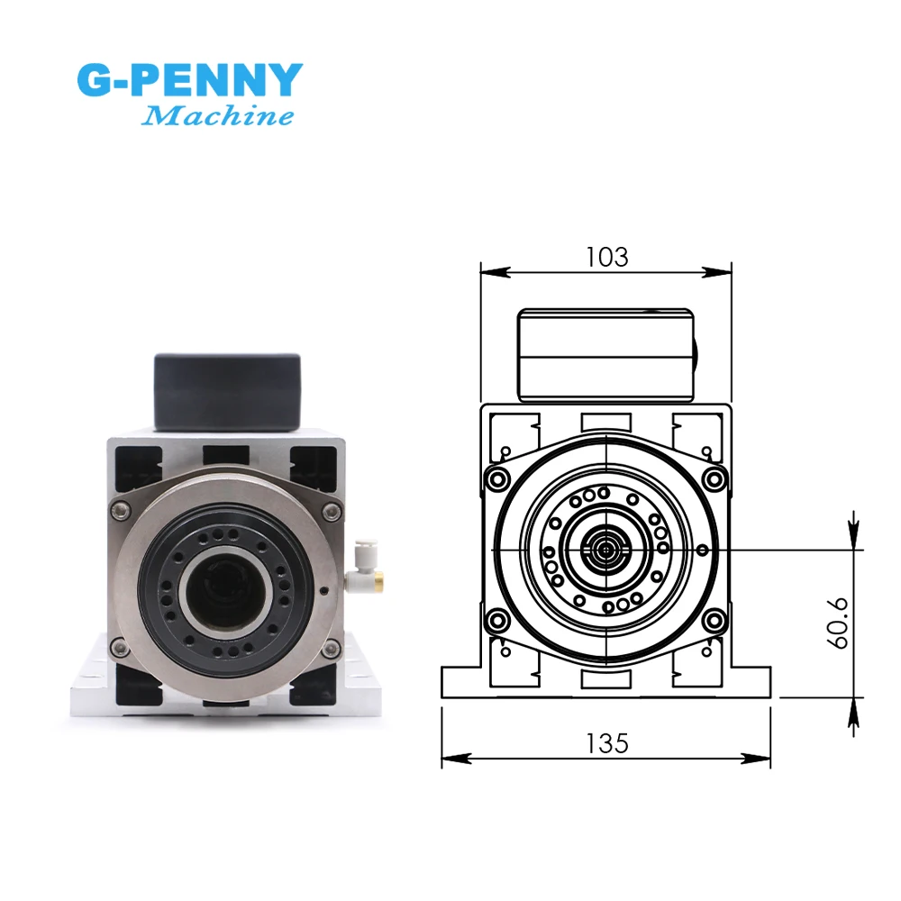 6.0kw ATC spindle Automatic Tool Change Spindle 220v / 380v air cooled spindle motor with 7.5KW FuLing Inverter VFD