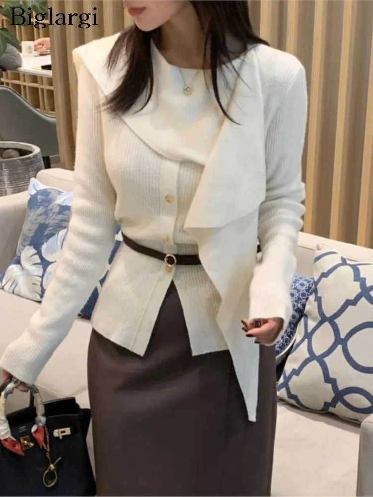 

Осень-зима, корейский вязаный свитер, кардиган, женская мода, нерегулярные вязаные женские топы с длинными рукавами, повседневные женские кардиганы, пальто