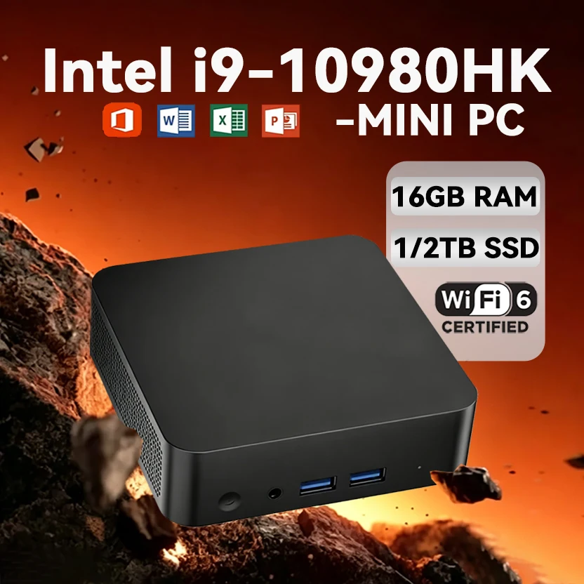 Mini Pc Con Windows 11 Pro, Core I9 10980Hk, Computadora De Bolsillo Pequeña, 16Gb/32Gb Ram, 1Tb/2Tb Ssd, 4K 60Hz, Wifi6, Pc De Escritorio Para Juegos, Portátil — -41%, 156.56€ Coupon, from 225.30€ – 41% descuento – €225.30