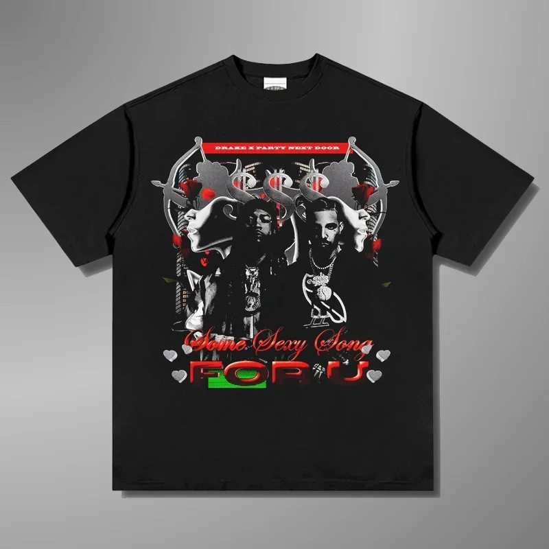 25 دريك و PartyNextDoor بعض أغنية الجنس 4 U 2025 تي شيرت الرجال النساء Harajuku س الرقبة الصيف عادية تيز ملابس علوية من القطن الملابس المحملة #3