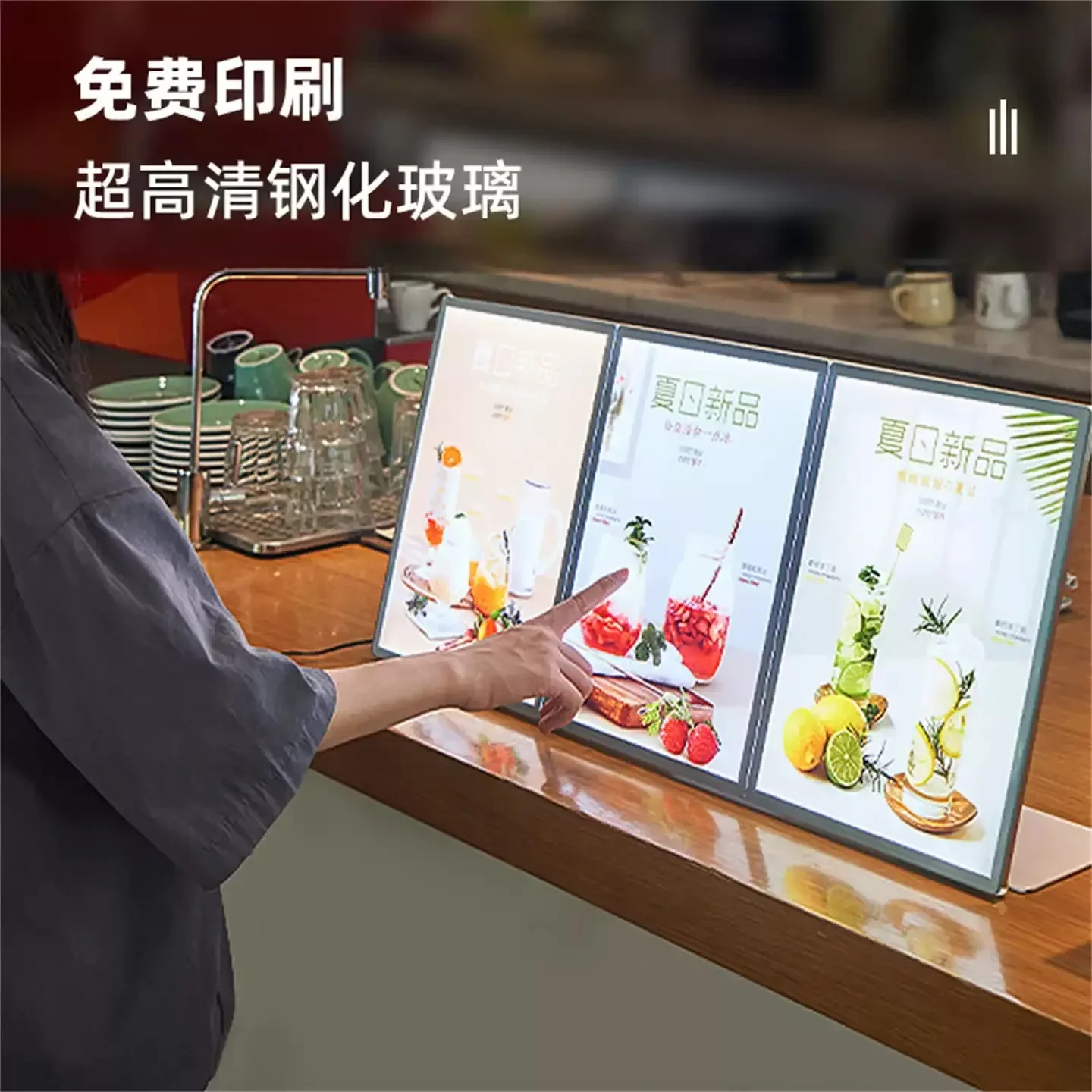 Premium Integrated LED Menu Display Card A4 Size, Self-Standing Tabletop Light-Up Sign for Restaurant and Café Us