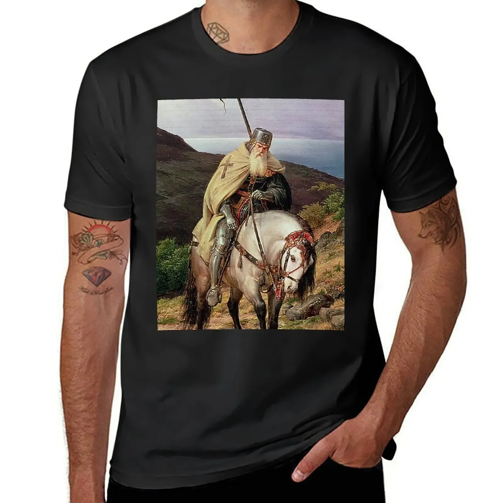 

The Last Crusader, by Carl Friedrich Lessing T-Shirt vintage t shirts funny shirt cotton blanks mens tall t shirts