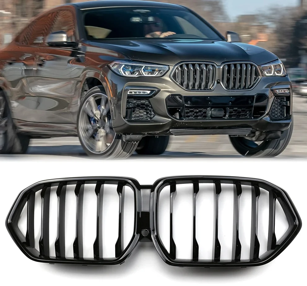 Double Slat Gloss Black Front Kidney Grille Front Bumper Grill For Single