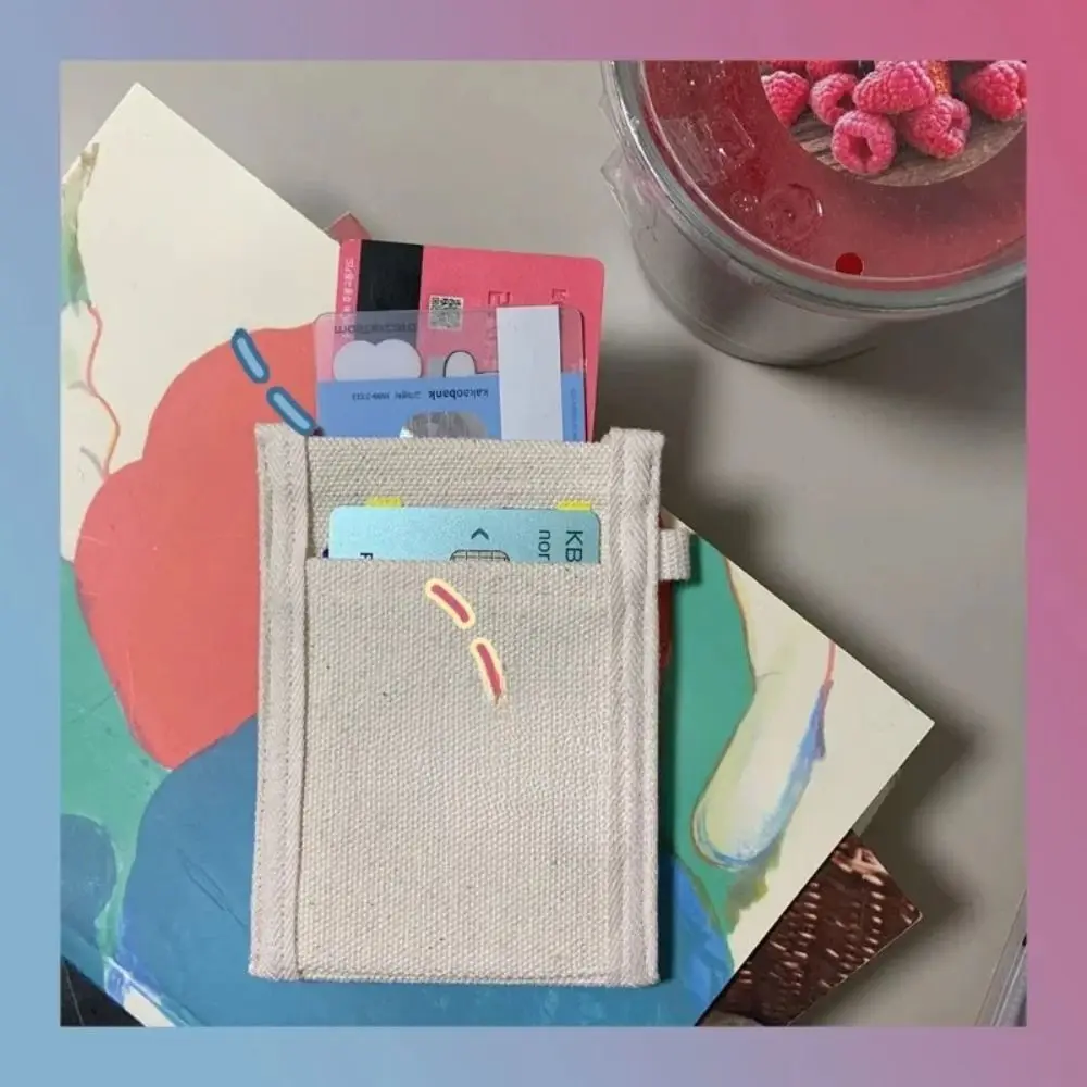 Cute Dual Layer Graffiti Card Holder Floral Printed Canvas Bus Card Cover Anti-degaussing Mini Purse Credit Card Protector