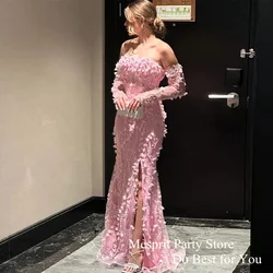 Pink Evening Dress Customized Sweetheart Sparkling Sequin Flower Lace Mermaid Prom Gown Weddings Party Dresses Custom Color