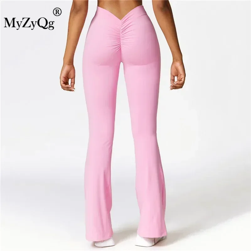 MyZyQg Vrouwen Perzik Hip Lift Yoga Flare Broek Fitness Oefening Wijde Pijpen Micro Cropped Broek Hoge Taille Sneldrogende Pilatus Broek