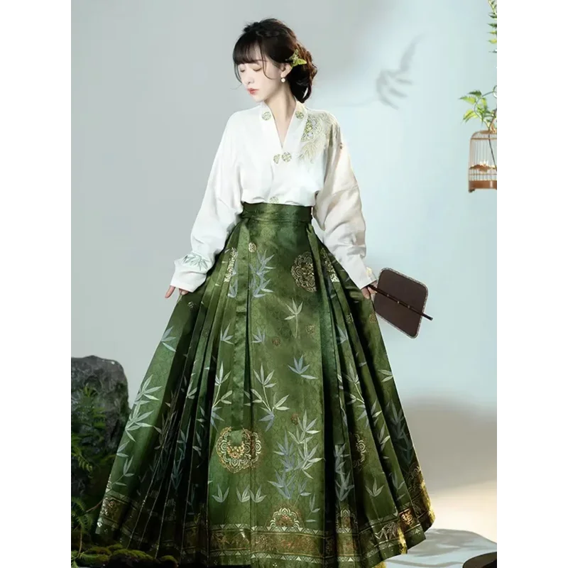 

Оригинальная юбка Hanfu, китайская одежда, «лошадиное лицо» группы династии Мин, плетеная Золотая юбка «лошадиное лицо», китайское платье