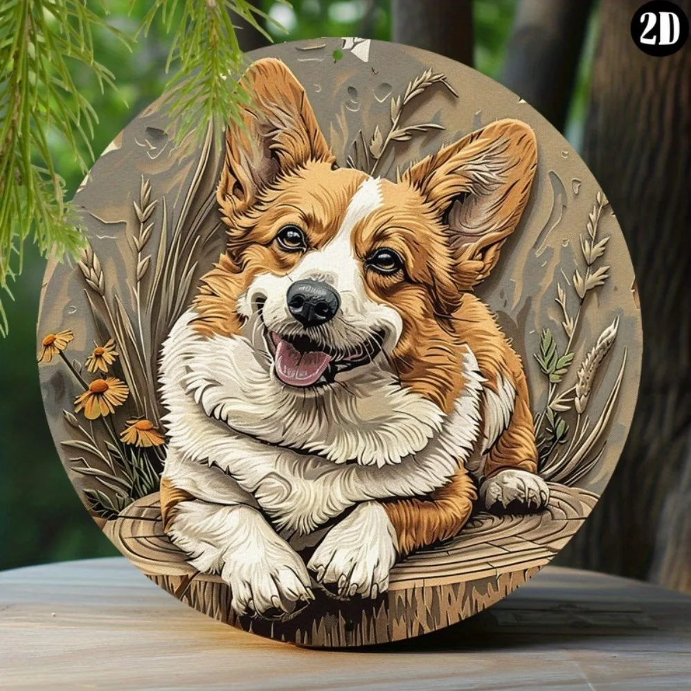 Vibrant Welsh Corgi Spring Metall-Blechschild, 20,3 x 20,3 cm – wetterfeste Aluminium-Wanddekoration mit vorgebohrten Löchern