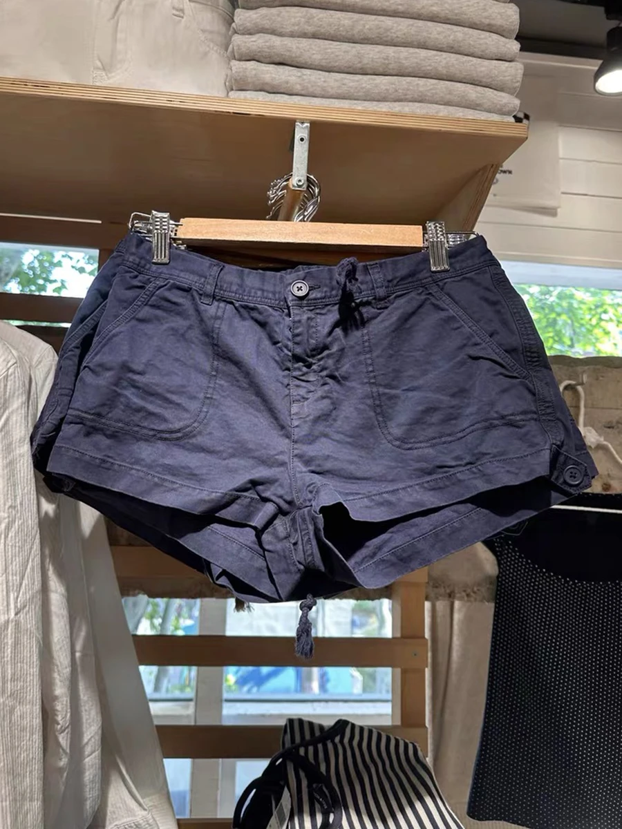 포켓 스윗 솔리드 카고 반바지 여성 섹시 로우 웨이스트 코튼 데님 스웨트셔츠 여성 빈티지 스트릿웨어 여름 반바지 2025 신상