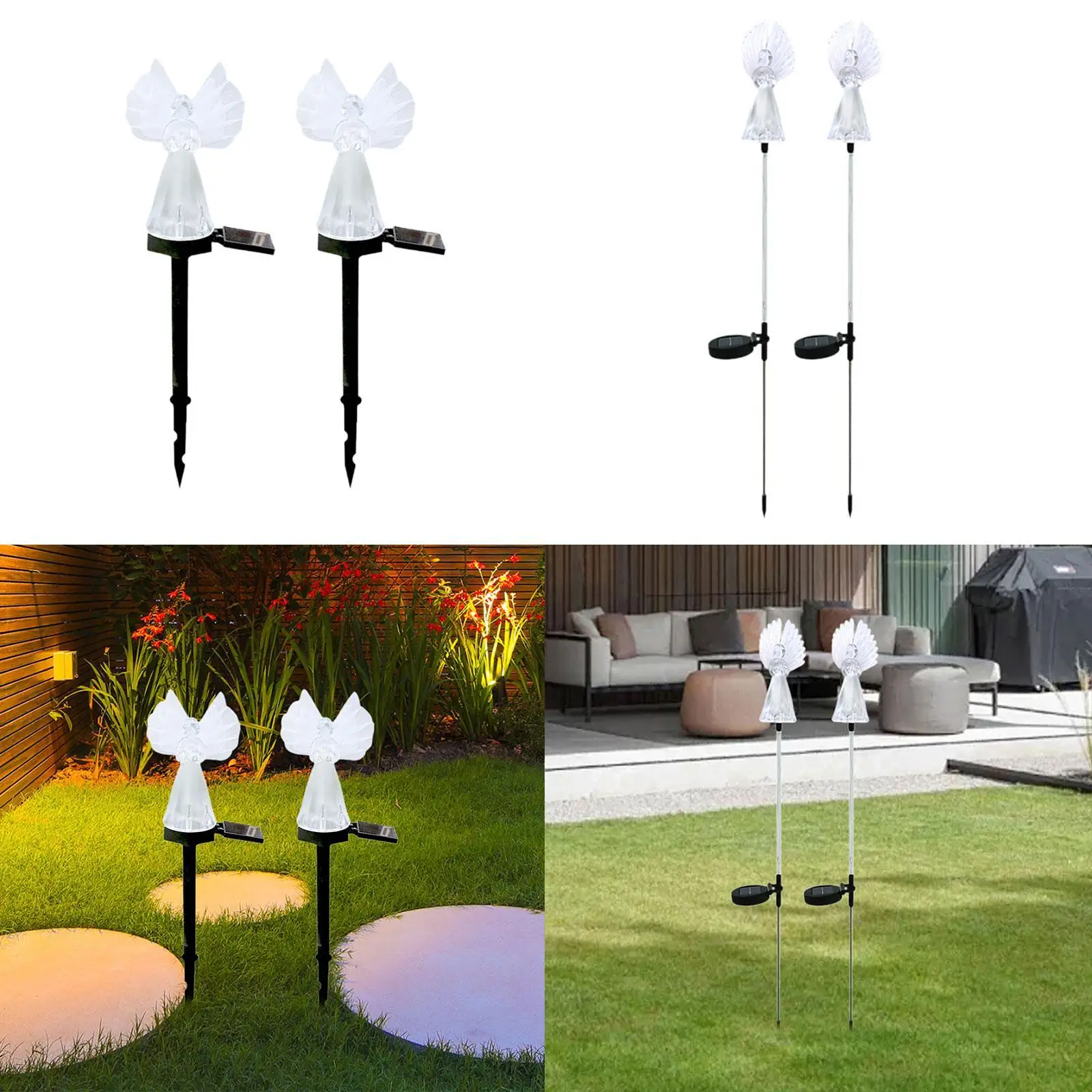 2x luzes de anjo solares luminárias decorativas para varanda pátio quintal