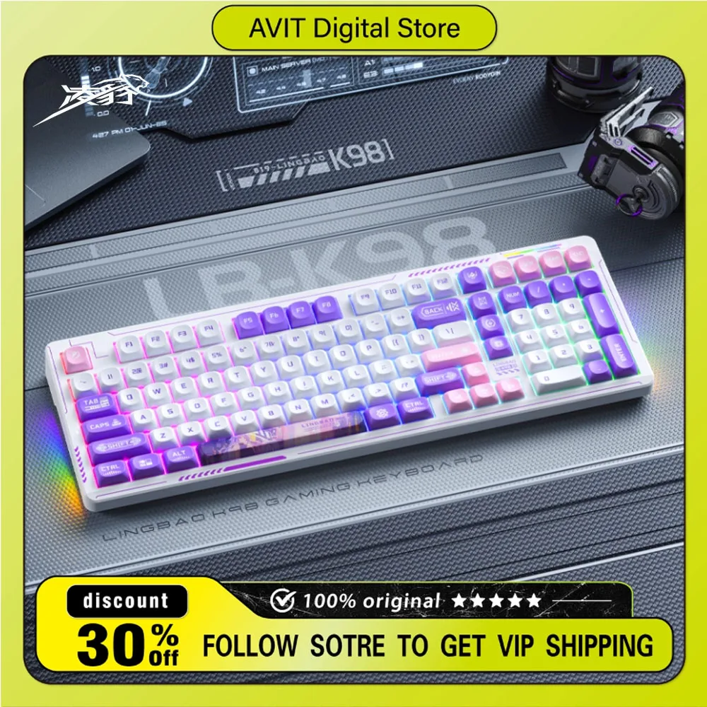 

Lingbao K98 Wireless Mechanical Keyboard Three Mode Gasket RGB Hot Swap Customized E-sports Gamer Laptop Accessories Gifts