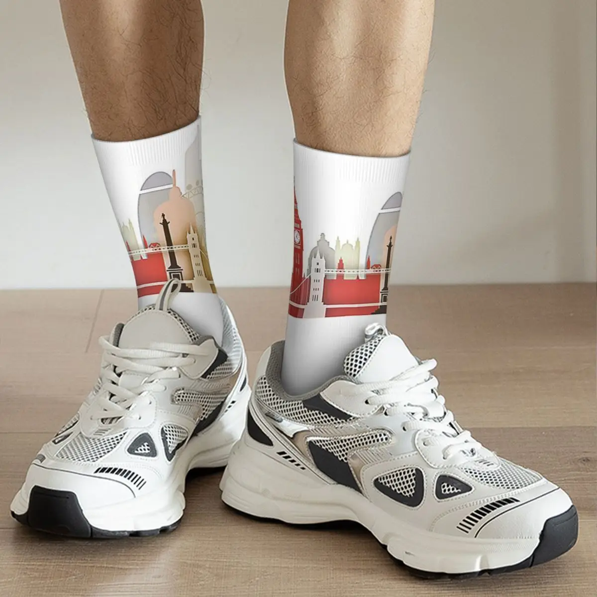 Londres meias harajuku meias absorventes de suor durante toda a temporada meias longas acessórios para presentes de natal unissex