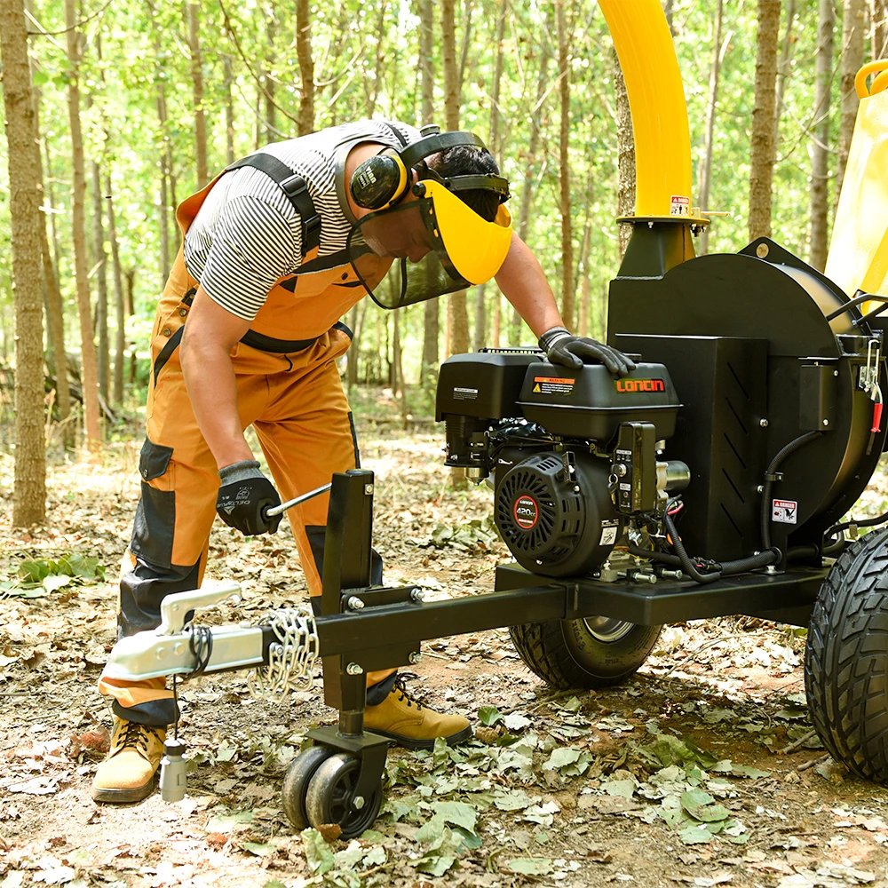 15HP Drum Wood Chipper Shredder Machine With 15HP Ga-soline Engine Tree Branch 120mm Wood Chipper in Factory Price