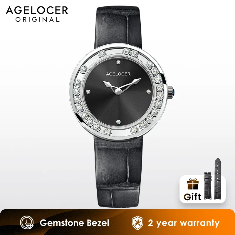 AGELOCER Original Baikal Watch Diamond Women\'s Quartz Luxury Diamond Watch Birthday Gift for Women