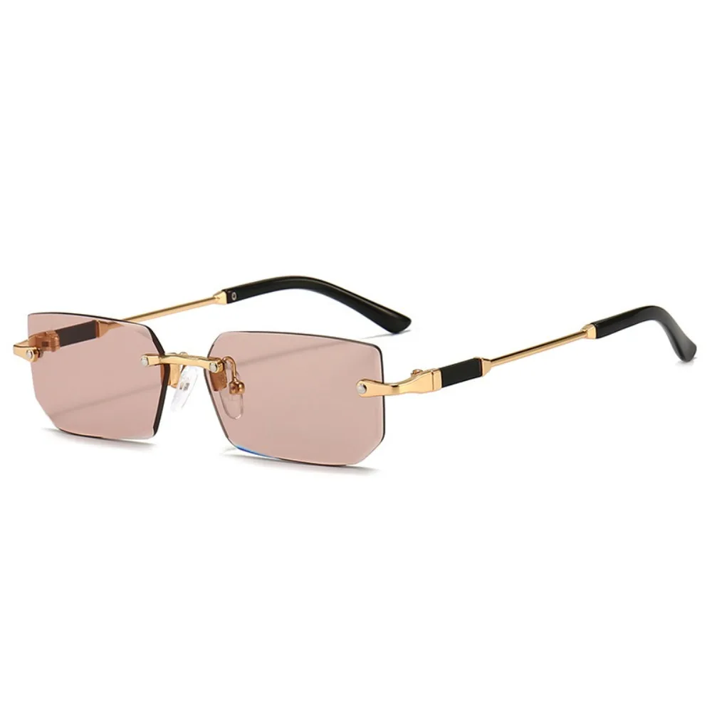 

Cool UV 400 Rimless Sunglasses Y2K Rectangle Men Sunglasses Steampunk Metal Driving Shades Eyewear Outdoor