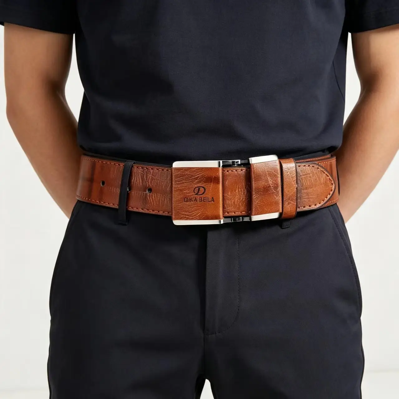 Men's Business Belt Smooth Buckle Leisure Belt For Jeans Suit Pants