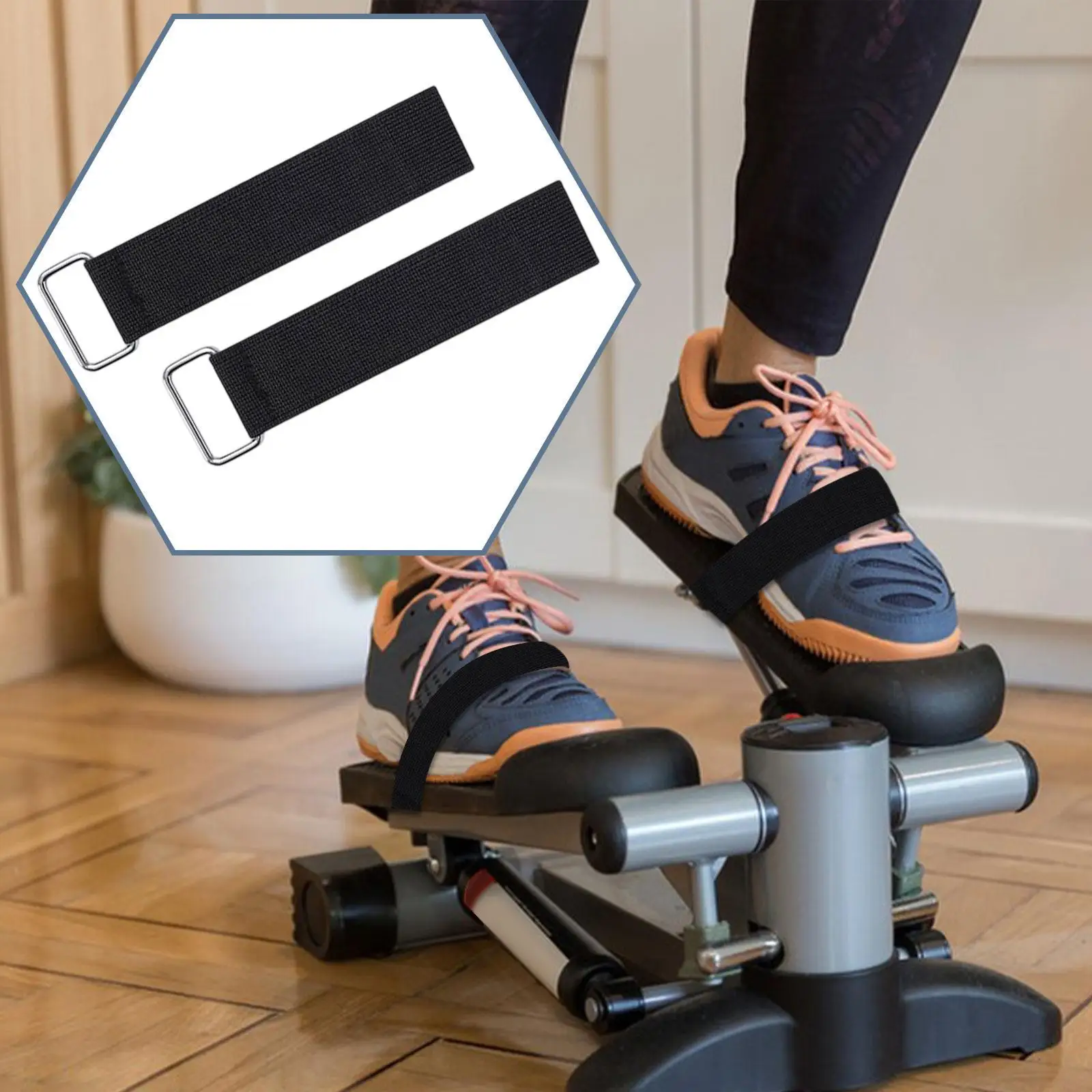 2Pcs Elliptical Machine Pedals Straps Convenient Sturdy Versatile Leg Training for Workout Exercise Indoor Rowing Machine Office