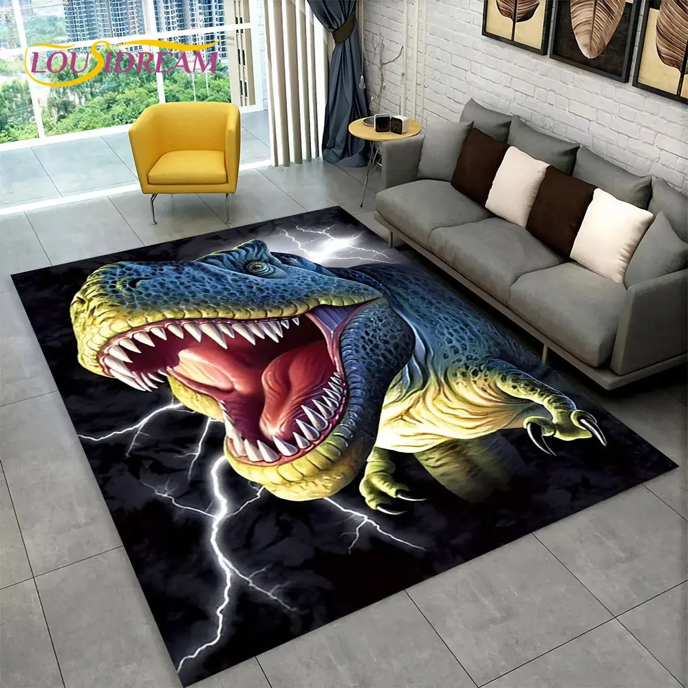 3D Visual Illusion Dinosaur Area Rug,Carpet Rug for Home Living Room Bedroom Sofa Playroom Doormat Decor,Kid Non-slip Floor Mats