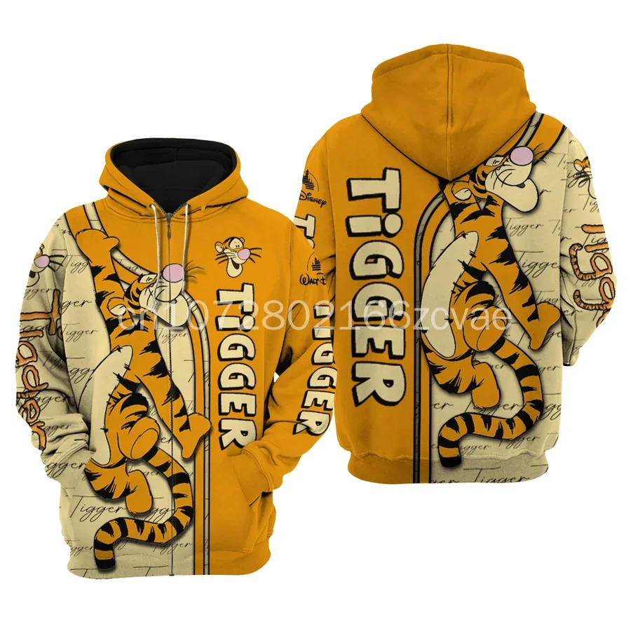 Autumn and Winter new style Disney Tigger 3d Zipper Hoodie Men Women Fashion Sweatshirt Hoodie Casual Harajuku Streetwear