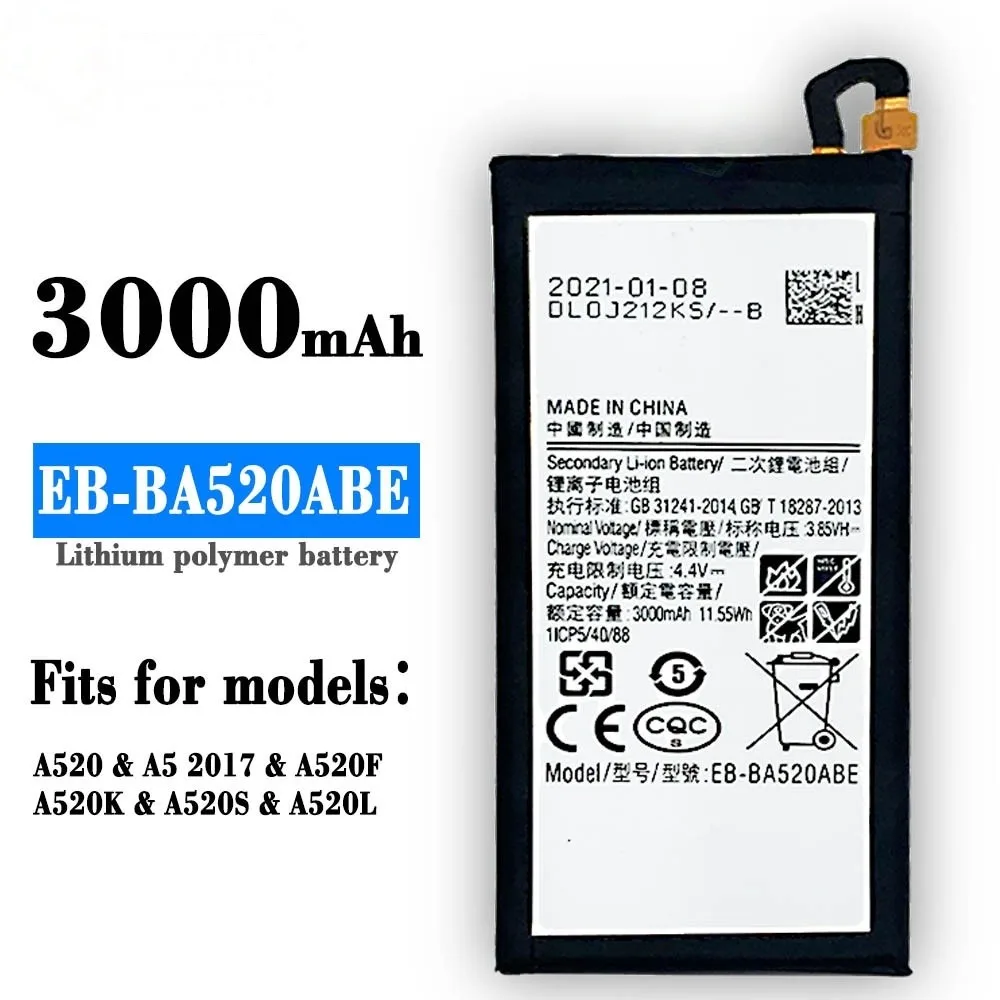 

New EB-BA520ABE 3000mAh Battery For Samsung Galaxy A5 2017 Edition A520 SM-A520F A520K A520L A520S A520W/DS High Durable Battery