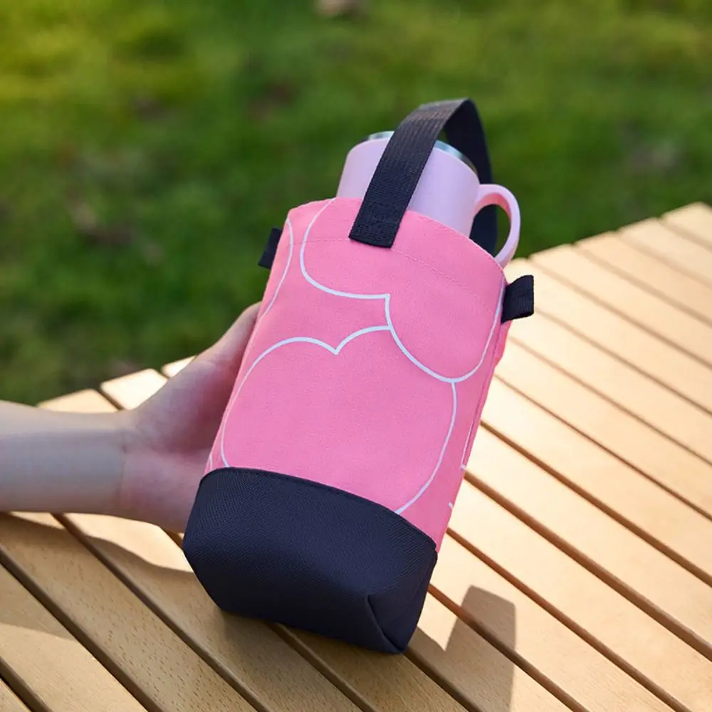 

Повседневная уличная холщовая сумка для чашки с принтом, портативная крышка для бутылки с водой, корейский стиль, маленькая сумка для хранения очков, уличная сумка