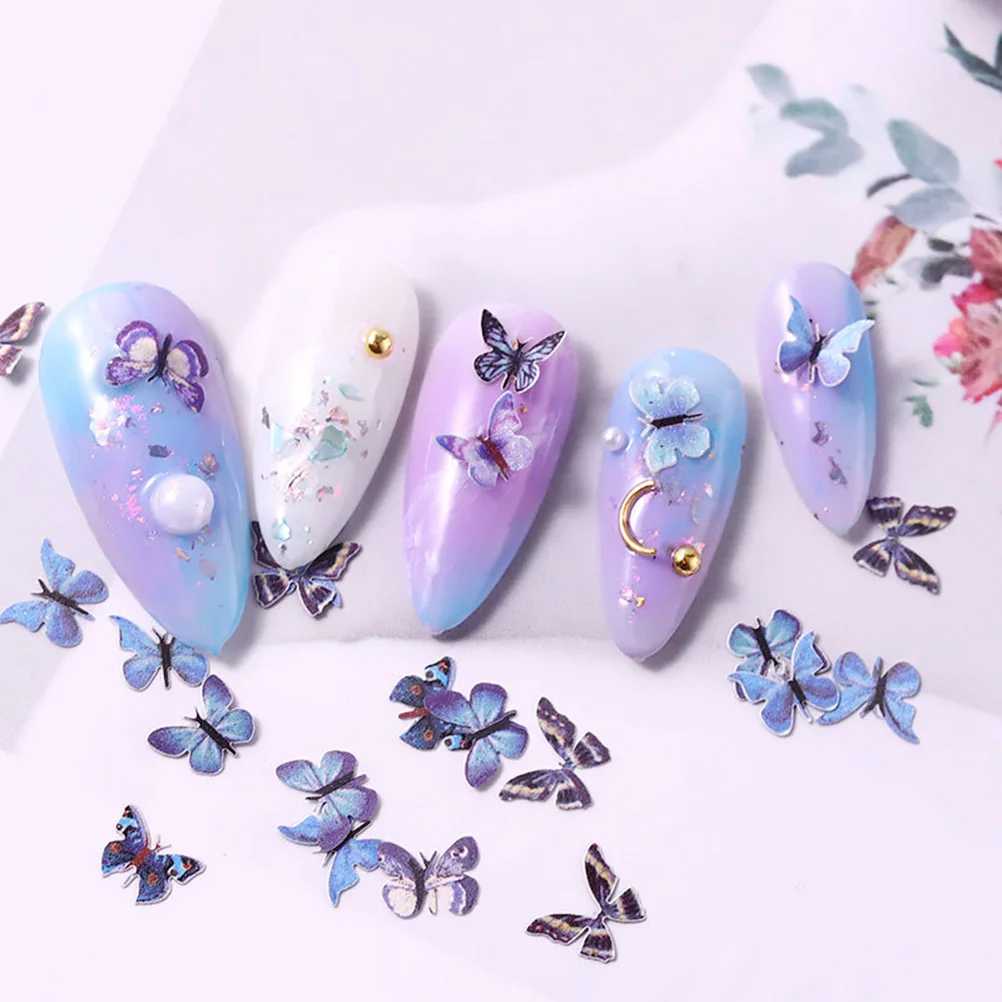 

6pcs Diy Art Decoration 3D Butterfly Pattern Nail Decor Colorful Sparkling Nail Ornament For Women Assorted Color