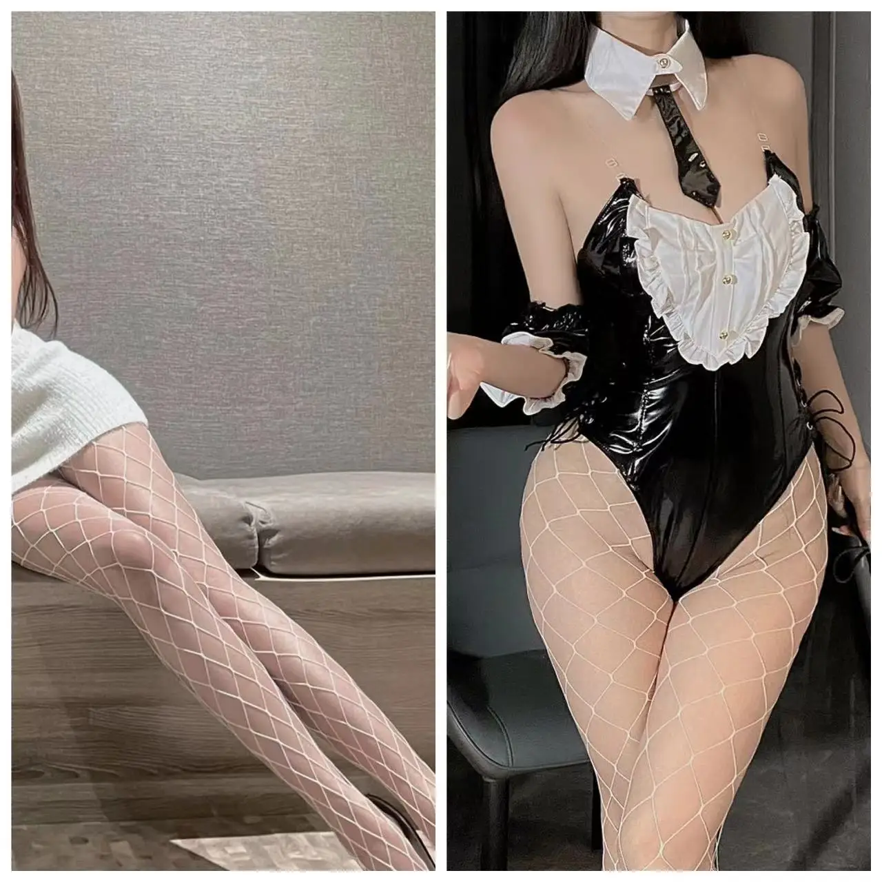 rabbit girl PU leather sexy porno lingerie role play BDSM uniform tight sex suit Jumpsuit socks anime gadget tail expose chest