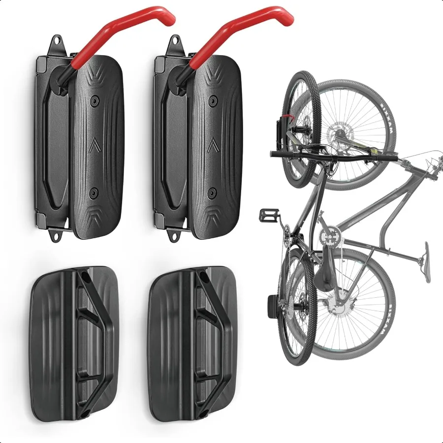

monTEK Swivel Bike Wall Mount 2 Pack Garage Bike Hanger SpaceSaving Vertical Bike Rack for Garage Apartment Sturdy Bike Storage