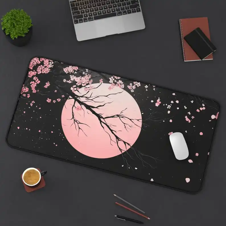 

Sakura Pink Moon Mouse Pad, Non-slip and Waterproof Mouse Pad, Office Game Desk Decoration Mat, The Perfect Gift for Friends.