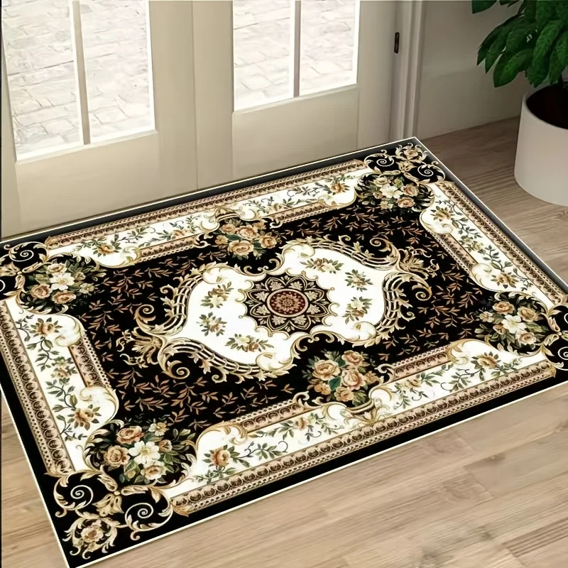 Vintage Botanical Floor Mat  Graceful White Magnolia Flower Butterfly Themed Art Decor Rug for Home Entryway Space