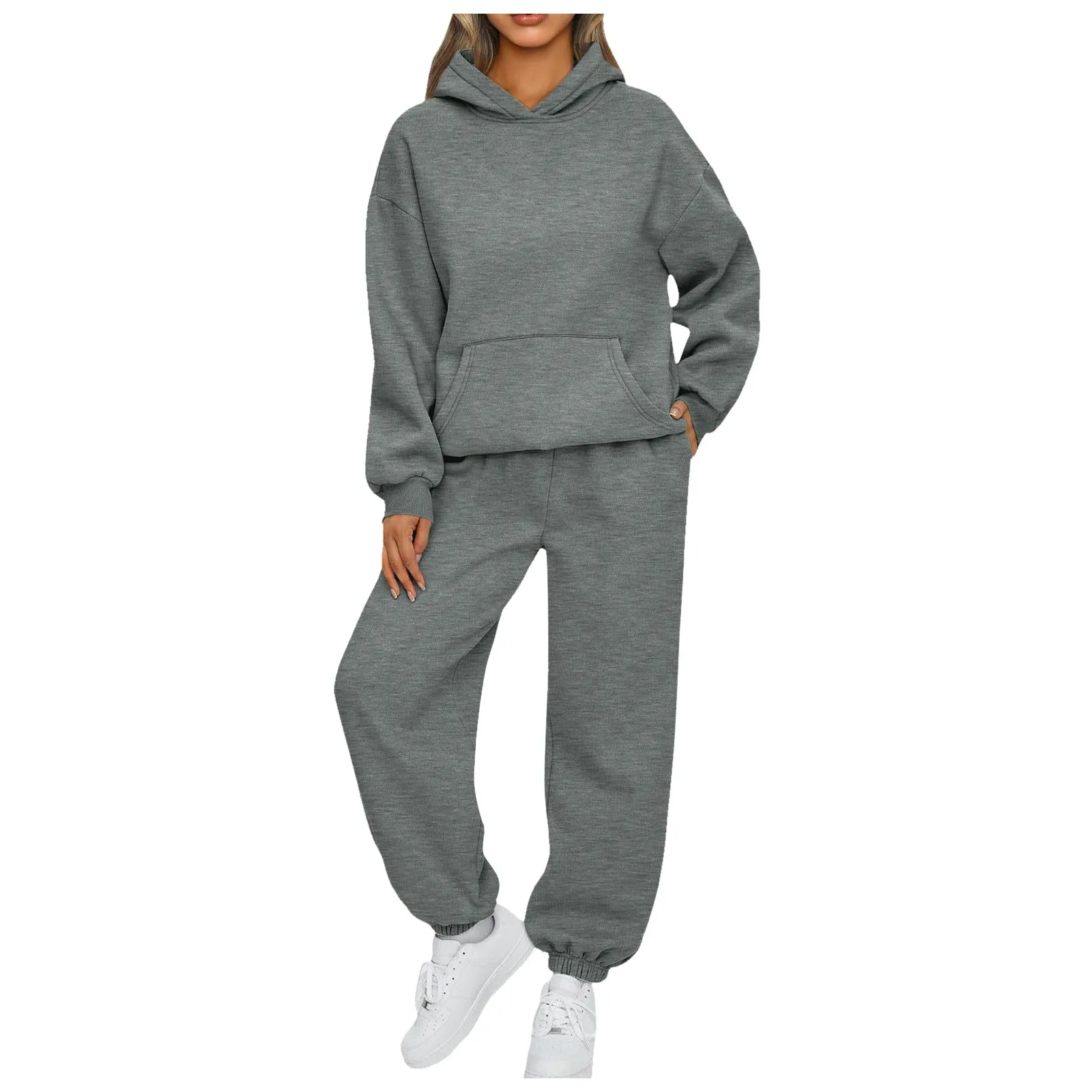 

Women Tracksuits Outfits Winter Sweatpants And Hoodie Set Two Pieces Set Fleece Sweatsuits Workout Fitness Women Jogger Sets