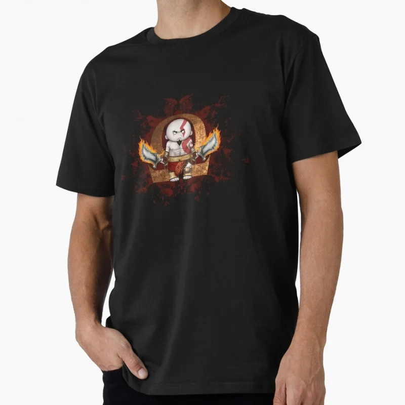 

Cute Kratos 1212 Retro God of War Spartan Graphic Tee Norse mythology Videogame Gift t shirt for man cartoon All size top S-6XL