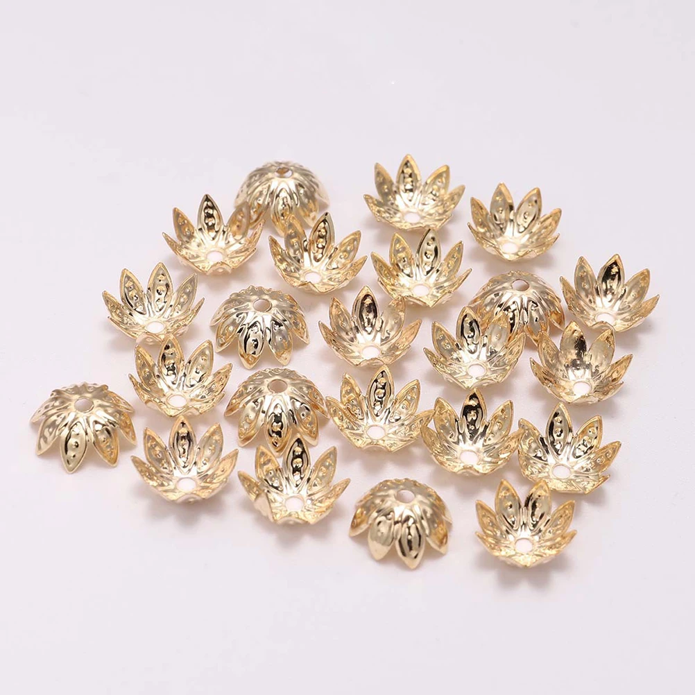 

500 PCS Retro Bead Hat Flower Pendant Spacer Beads Jewelry Findings Caps DIY Charm Making Accessories