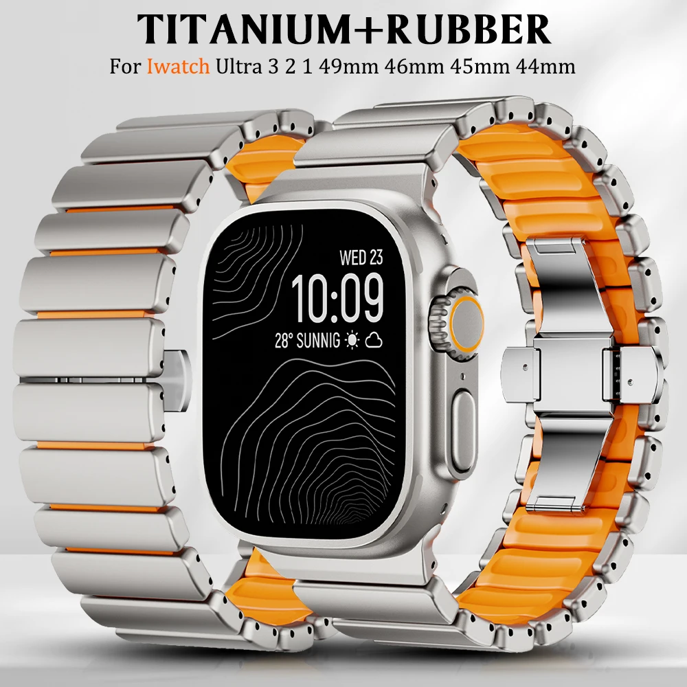 

Титановый ремешок для Apple Watch Ultra 3, 49 мм, 46 мм, 45 мм, 44 мм, роскошный деловой браслет для IWatch Series 11, 10, 9, 8, 7, 6, 5, 4, SE