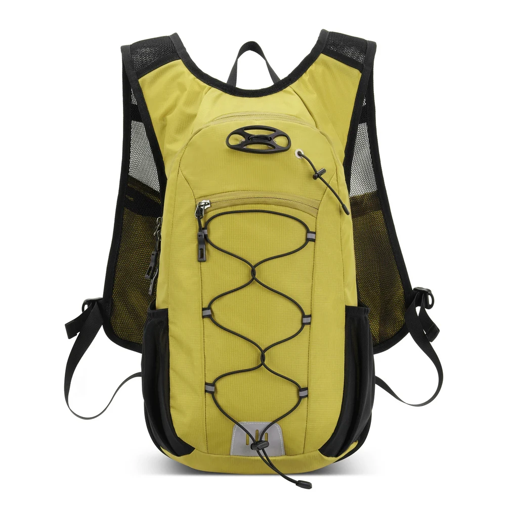 Nylon Cycling Backpack with Front Elastic Cord and Breathable Shoulder Straps Outdoor Daypack for Hiking Running and Travel