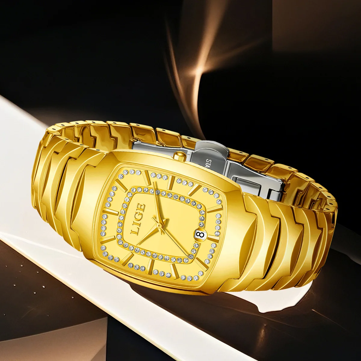 LIGE Elegancki damski zegarek Moda Casual Ceramiczny pasek Kalendarz Kwarcowy zegarek na rękę Wodoodporny Biznesowy luksusowy prezent Zegarki damskie