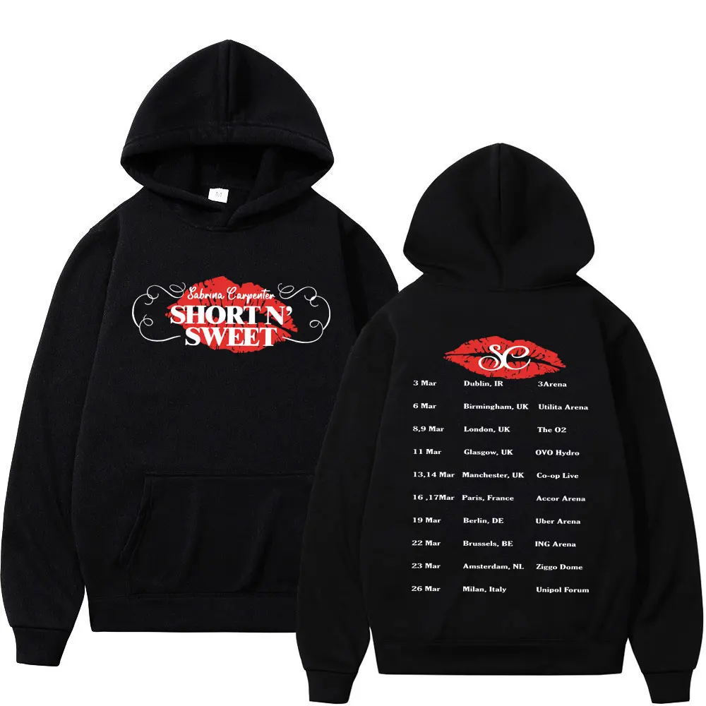 Sabrina Carpenter Short N' Sweet Tour 2024 Double Sided Print Hoodie Fashion Rock Hip Hop Sweatshirts Unisex Oversized Pullovers