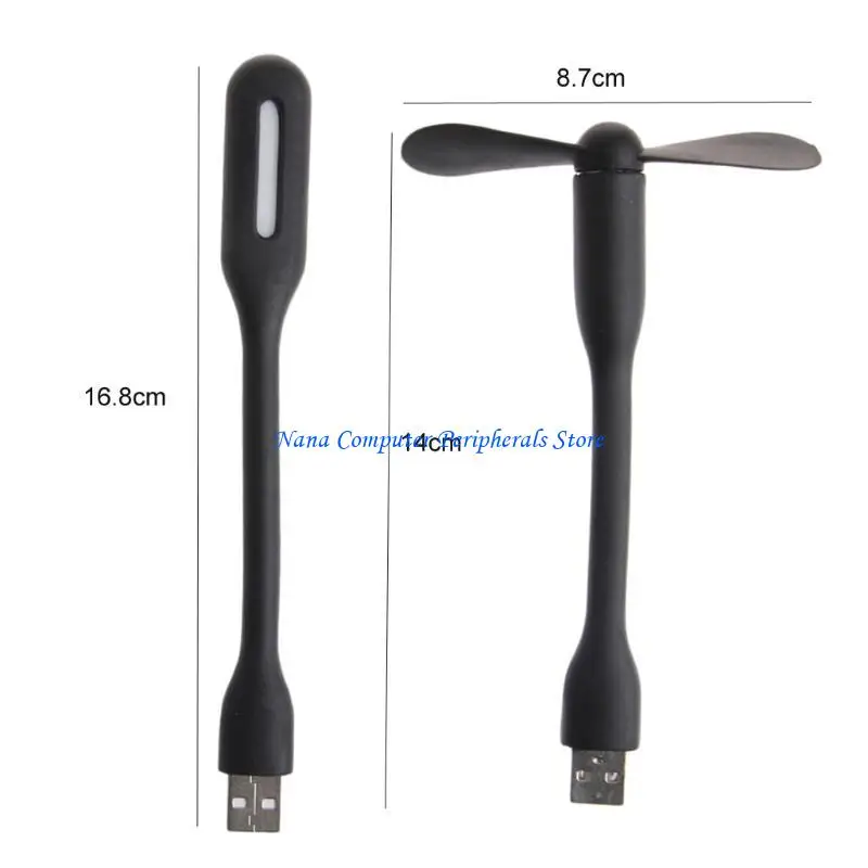 F68C مروحة USB USB LED LED مرنة مرنة التبريد القابلة للانحناء مع مصابيح لبنك الطاقة