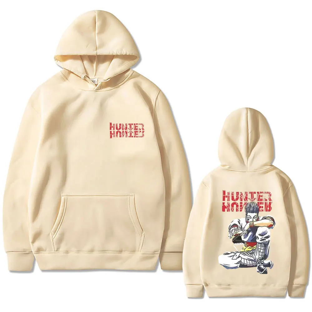 أنيمي هنتر X هنتر هوديي هيسوكا الجرافيك البلوز الرجال النساء عادية المتضخم هوديس الذكور موضة خمر مقنعين البلوز