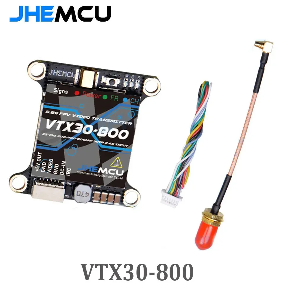 JHEMCU VTX30-800 5.8G 40CH PitMode 25mW 100mW 200mW 400mW 800mW Adjustable VTX 2-6S 30X30mm for RC FPV Racing Freestyle Drone