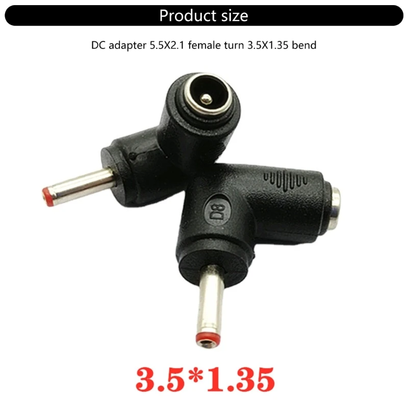 Convertidor carga codo a macho, conector DC5.5x2.1mm a DC3.5x1.35mm