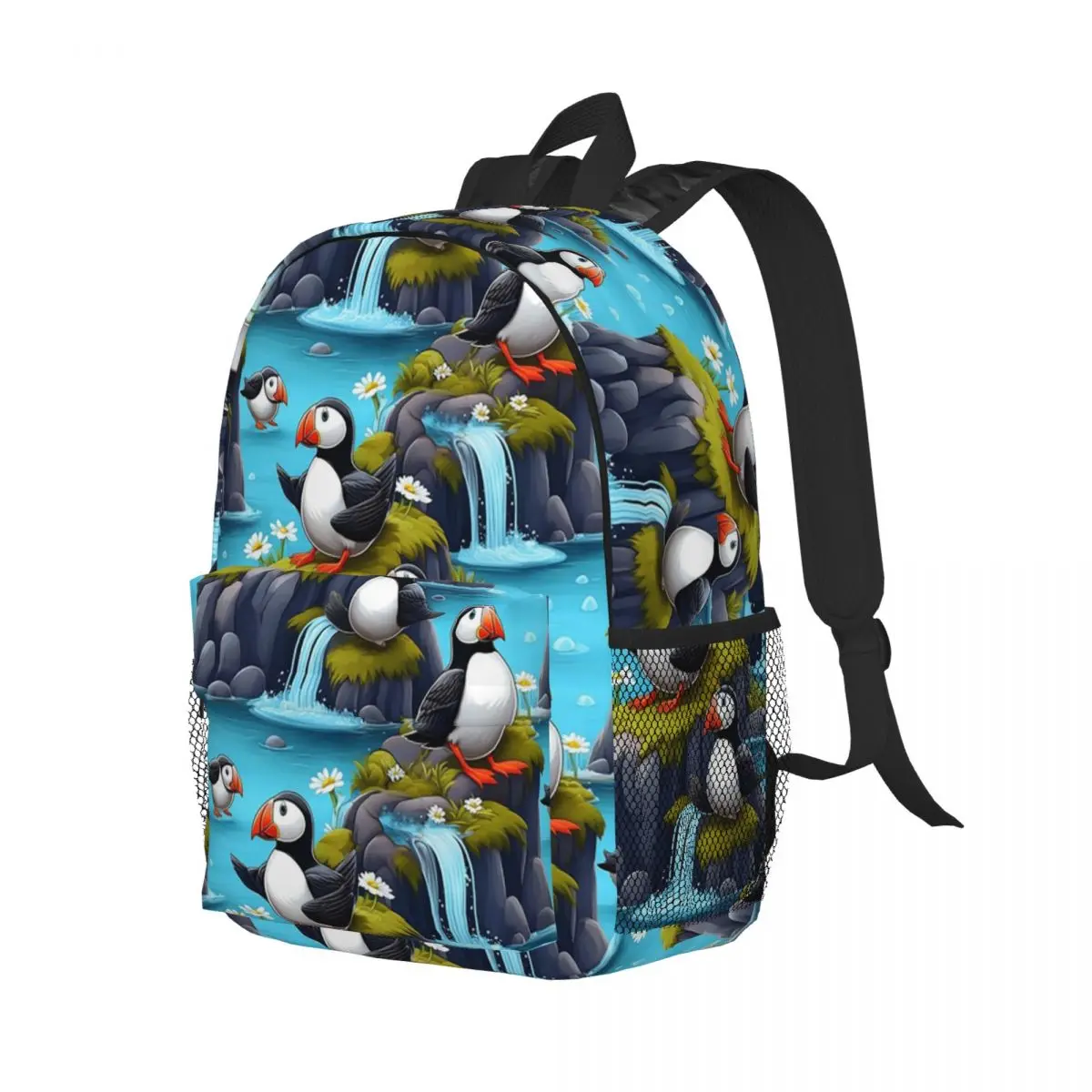 

Puffin Plunge A Playful Pattern Backpack Student Boys Girls BookBag Kids School Bag Computer Shoulder Bags for Men Women