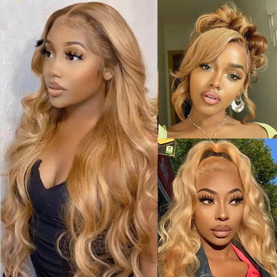 

Honey Blonde Wig Human Hair 200% Density 13x6Honey Blonde HD Lace Front Wig Human Hair Pre Plucked Body Wave Lace Front Wig #27