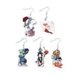 1Pair Halloween Dangle Earrings Creative Acrylic Pinup Ghost Pumpkin for Women Birthday Gift