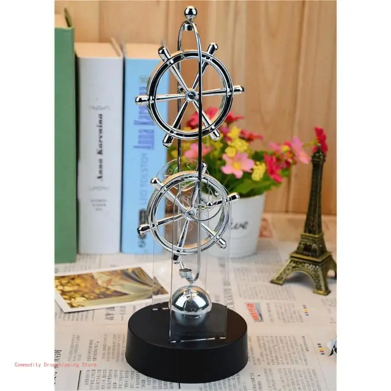 Metal and Plastic Desk Ornament, Double-Sphere Sculptures, High-End