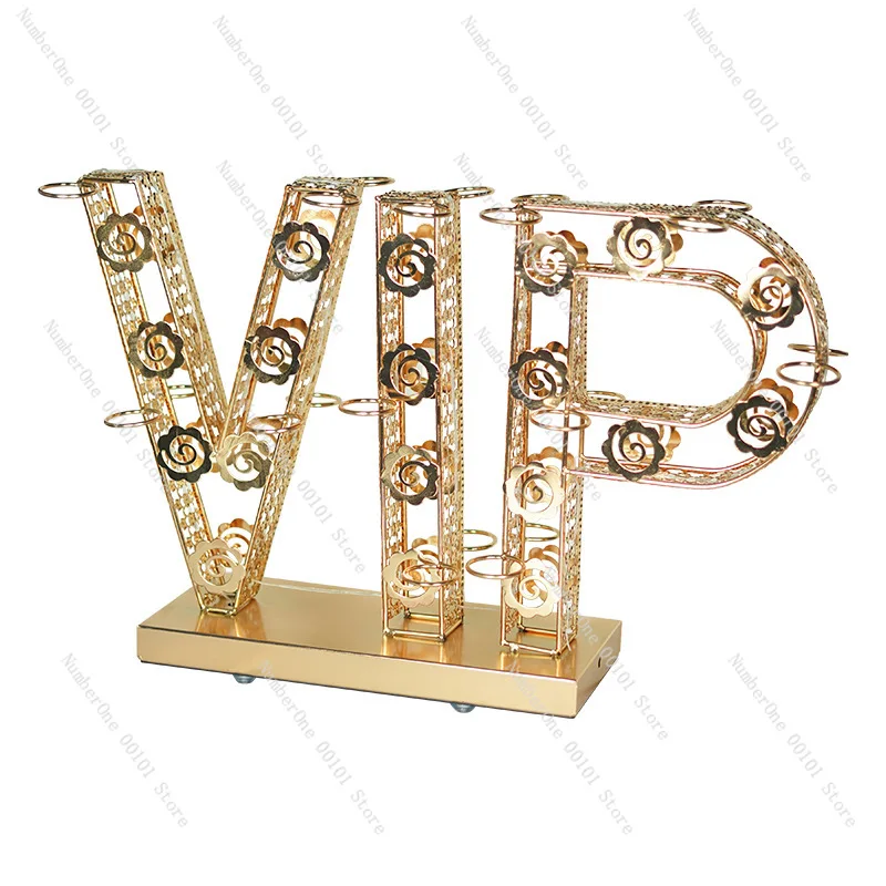 

Wrought iron gold-plated luxury rechargeable led luminous cup holder bar ktv party commercial bullet cup one-drink wine holder