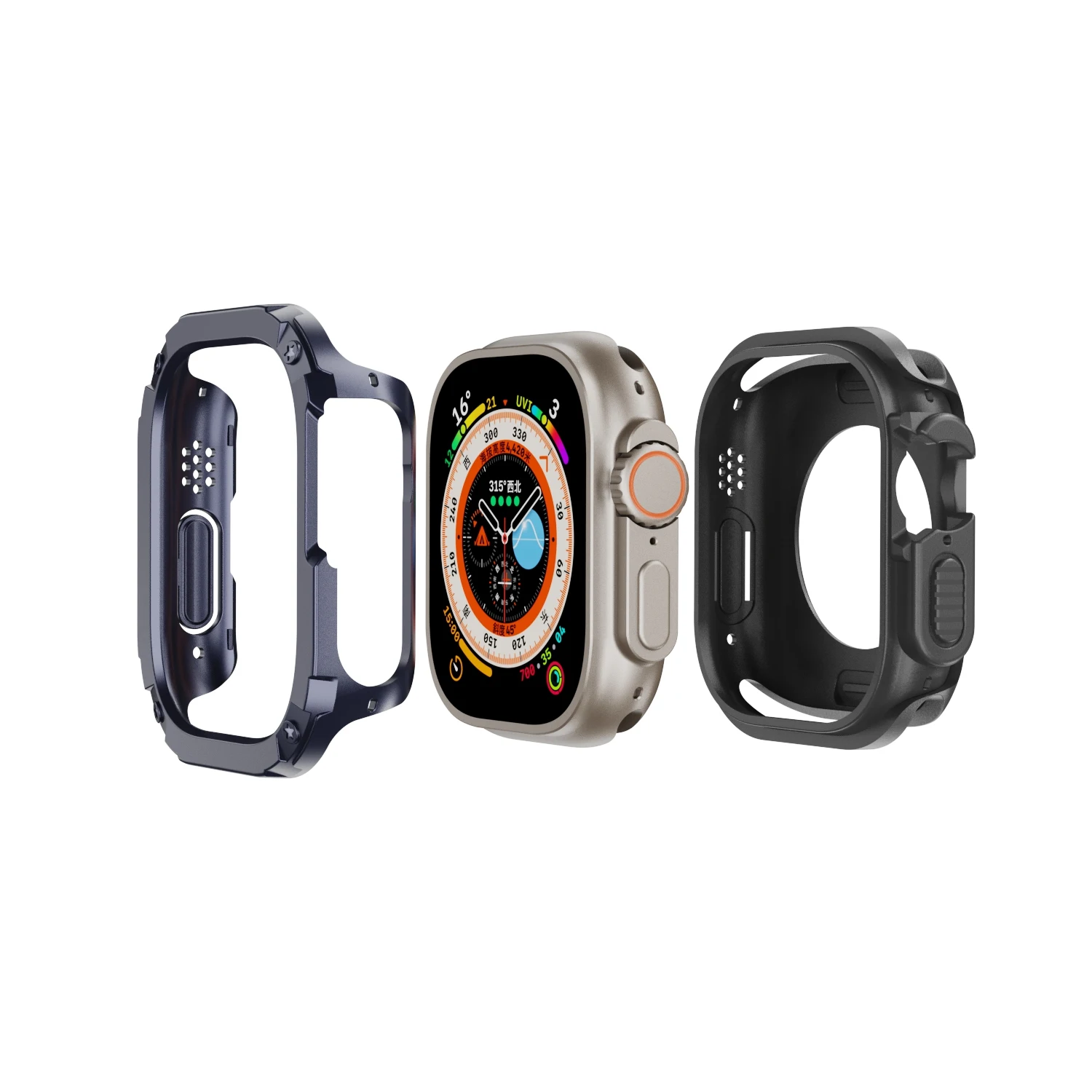 Rugged Cover for Apple Watch Ultra Case 49mm 45mm 41mm 44mm 40mm Around Hard TPU Protective Shell for iWatch serie 8 7 6 5 4 SE