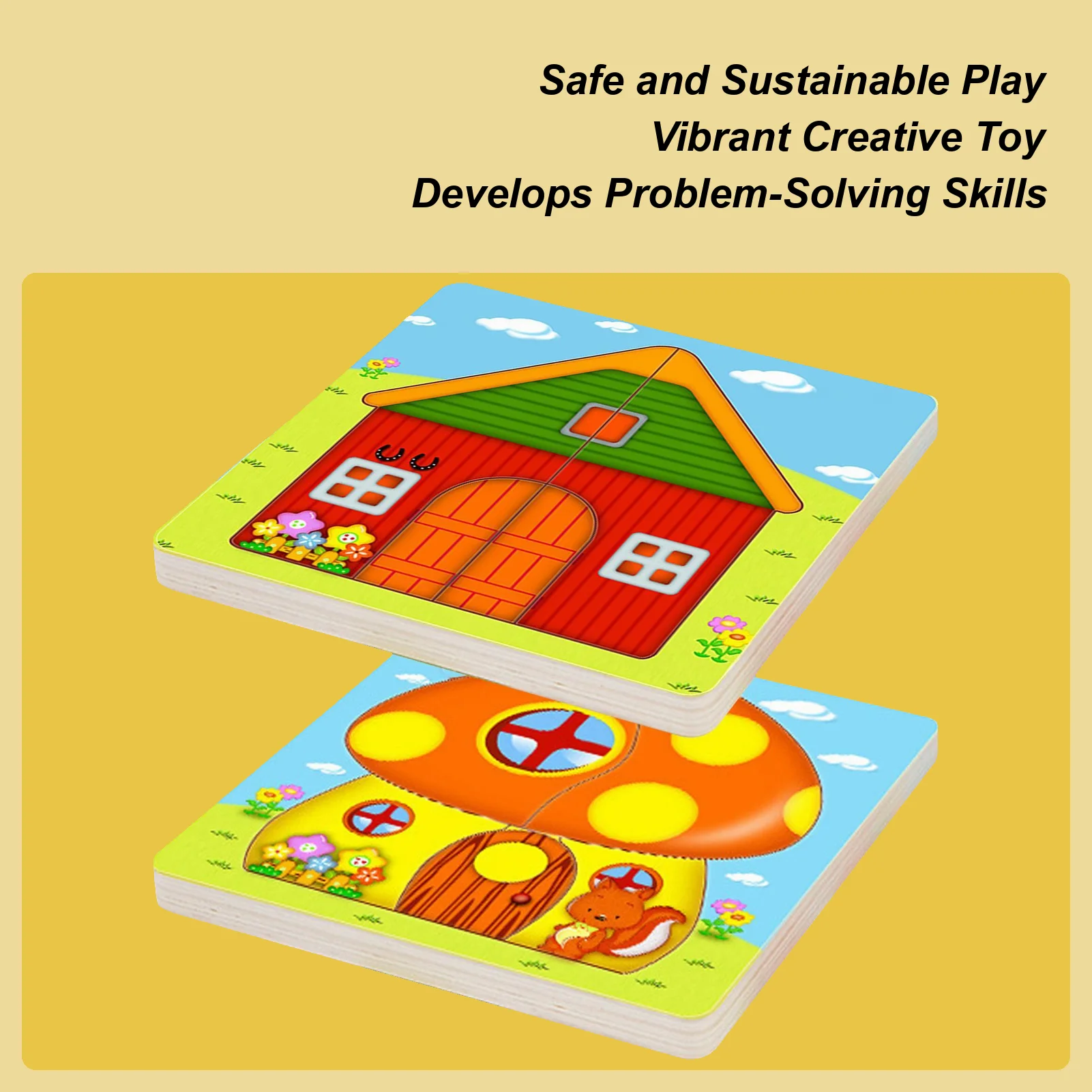 子供向けパズル 木製多層学習玩具 就学前の建物ジグソーパズル 子供用 女の子 ホームトラベル ホームスクール