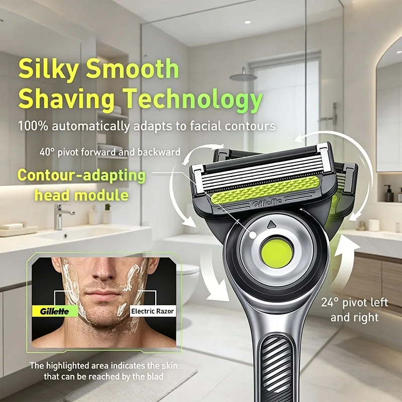 Gillette A5111JGN Shaver Deep Shaving Razor To Remove Dead Skin Grease 5-Layer Blade Anti Slip Handle Razor One Blow Clean