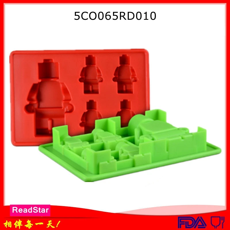 

20PCS/LOT ReadStar 5CO065RD010 Chocolate Silicone Molds 5 Cavities Robot Man Ice Lattice Block Gypsum Baking Mould DIY Soap Mold